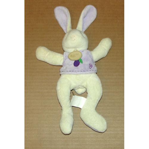 Doudou plat lapin blanc et taupe *Les Flocons* - BN051 Baby Nat