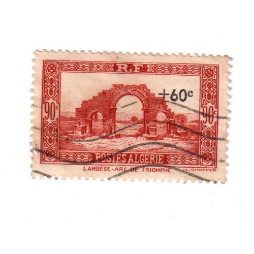 Timbre Oblitéré : Algérie, R.F., Surcharge 1.60