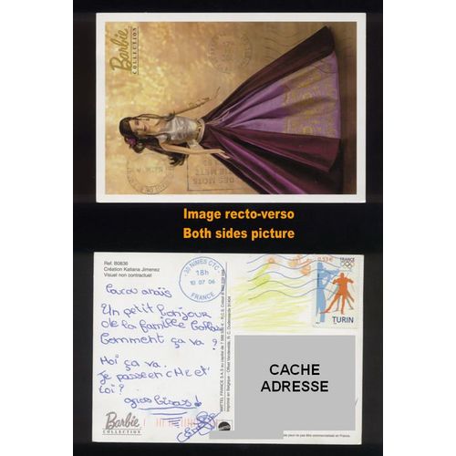 Timbre Oblitéré Used Stamp Jeux Olympiques D'hiver Turin 2006 Sur Carte Postale Barbie Collection France Y&t 3876