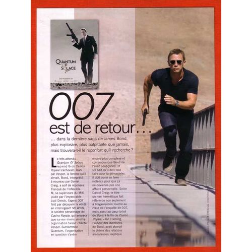 Glamour N°56, Coupure De Presse, Daniel Craig, James Bond, Film Quantum Of Salace.