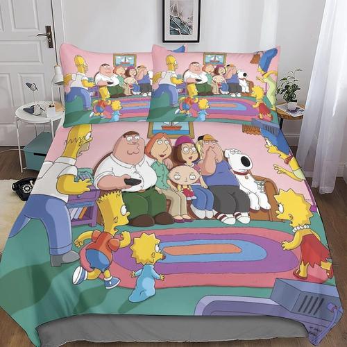 Pi¿¿Ces Family Guy Housse De Couette En Microfibre Gars De La Famille Imprim¿¿ D Taie D'oreiller Housse De Couette Avec Fermeture ¿¿Clair Pour Adultes Et Enfant P