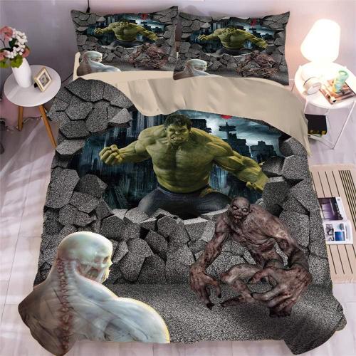 Parure De Lit Marvel Comics Avengers, Iron Man, Spiderman, Hulk, Captain America Motif Avec Housse De Couette Et Taie D'oreiller,Housse De Couette Enfant X