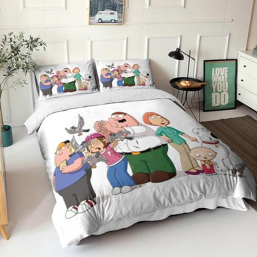 Family Guy Housse De Couette,Parure De Lit En Microfibre Personnes Avec Fermeture ¿¿Clair,Gars De La Famille D Housse De Couette Pour Adultes Et Enfant Pi¿¿Ces D