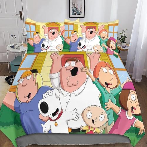 Family Guy Housse De Couette Gars De La Famille Parure De Lit, Imprim¿¿E D Doux Microfibre Avec Taie D'oreiller Avec Fermeture ¿¿Clair Pour Adultes Et Enfant Pi¿¿