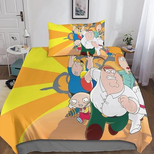 Family Guy Housse De Couette Pi¿¿Ces Gars De La Famille Parure De Lit Microfibre Housse De Couette Avec Fermeture ¿¿Clair Taie D'oreiller Pour Adultes Et Enfant