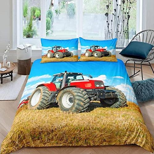 D Parure De Lit Housse De Couette Doux Confortable Literie De Lit Et Taies D'oreiller Voiture Tracteur Taille (Xcm), Ensemble Pi¿¿Ces, Housse De Couette + Tai