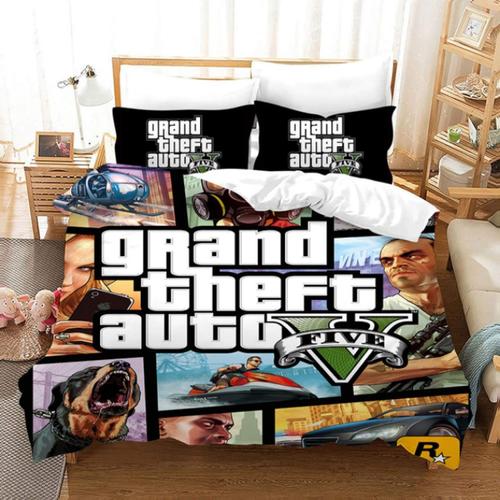 Ensemble De Literie D Jeu Gta Dessin Anim¿¿ Housses De Couette Taie D'oreiller Grand Couette Linge De Lit Literie Hu Cm X Cm Avec Taie D'oreiller Pi¿¿Ces Cm X