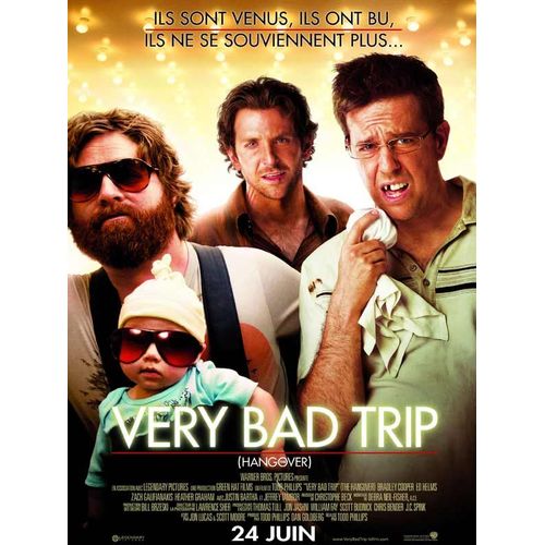 Very Bad Trip (The Hangover) - Véritable Affiche De Cinéma Pliée- Format 120x160 Cm - De Todd Phillips Avec Bradley Cooper, Ed Helms,  Zach Galifianakis, Justin Bartha, Heather Graham, Ken Jeong- 2009