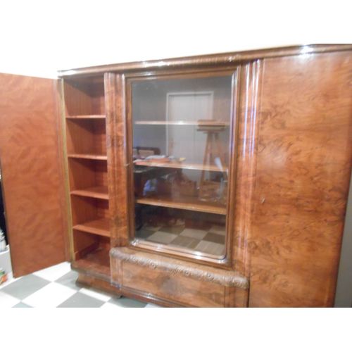 Armoire Bibliothèque En Loupe De Noyer Années 50 / 60