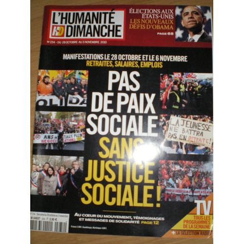 Humanité Dimanche  N° 234 : Pas De Paix Sociale Sans Justice Sociale !