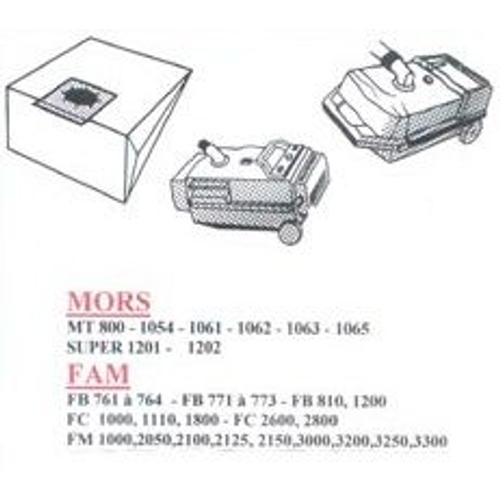 10 Sacs Aspirateur Mors (Fam)  Mt800/1054/1965 -Super 1201/1202-Fm 1000/2050à3300-Fc1000à2800/Swing Top