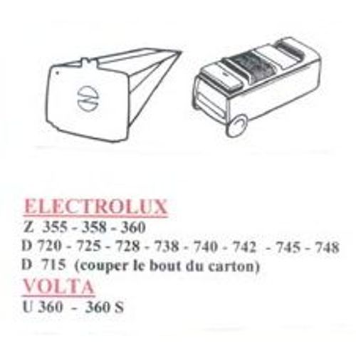 10 Sacs Aspirateur Electrolux   D715 -720-725-728-730-736-738-740-742 -745- Z355 - Z360