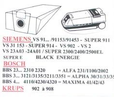 anthères +2 Filtre Super 10 sacs pour aspirateur pour Siemens VS 90200-90299 