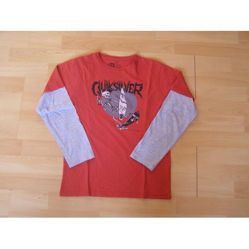 T-Shirt Quiksilver Manches Longues Rouge Et Gris - 12 Ans