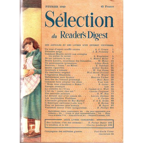 Sélection Du Readers Digest  N° 20 : Fevrier 1949