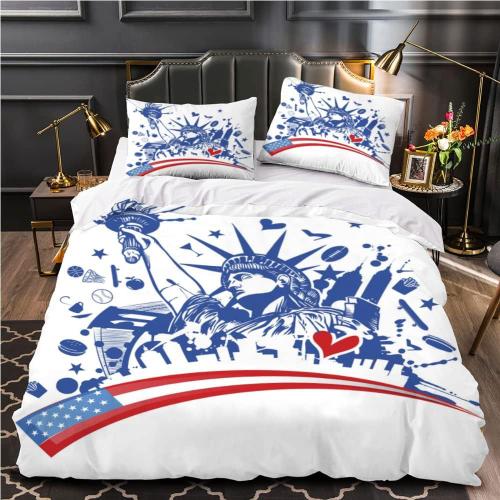 Housse De Couette Xcm Adultes D Statue De La Libert¿¿ Am¿¿Ricaine Parure De Lit Et New York Style Microfibre Housse De Couette Pi¿¿Ces Avec Fermeture ¿¿C