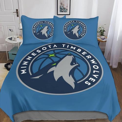 Minnesota Timberwolves Housse De Couette D Imprim¿¿ Parure De Lit Avec Taie D'oreiller Nba Team Logo Housses De Couettes Pi¿¿Ces Ensemble De Literie Mi