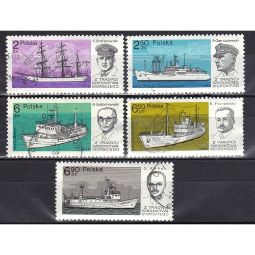 Pologne 1980 : Ecole De La Marine : Bateaux Divers - Série De 5 Timbres Oblitérés