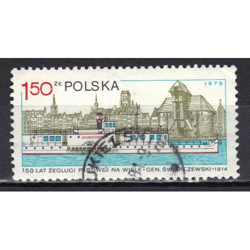 Pologne 1979 : 150è Anniversaire Des Premiers Bateaux À Vapeur : "Le Gen Swierczewwski, 1914" - Timbre Oblitéré