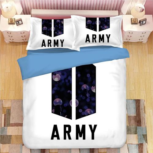 Bts Bts ¿¿Quipe Bangtan Boys Logo Impression De La Bande De Literie En Microfibre Set Super Soft Duvet Cover (Arm¿¿E Cadeau Chaud) (Color : E, Size : Si