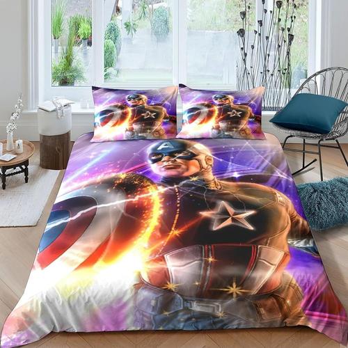 Captain America Housse De Couette, Parure De Lit En Imprim¿¿ Couette Sets En Microfibre Housse De Couettes Et Taie D'oreiller Pour Pi¿¿Ces Pour Gar?Ons