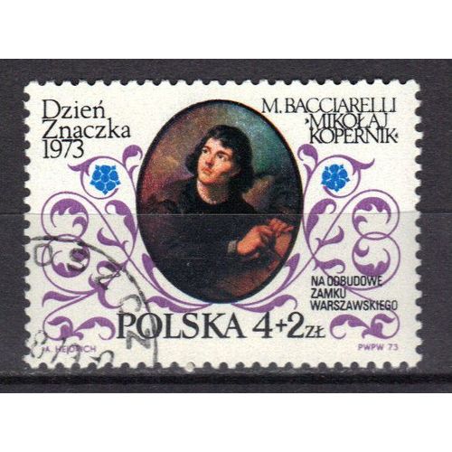 Pologne 1973 : Journée Du Timbre : Tableau Représentant Nicolas Copernic - Timbre Oblitéré