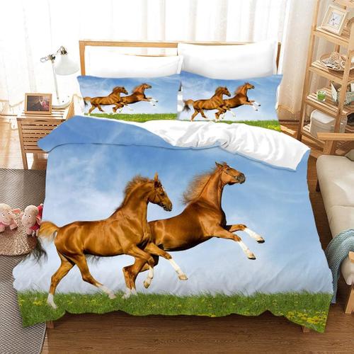 Housse De Couette En Plumes De Cheval - Pi¿¿Ces - En Microfibre - Doux Et Confortable - Avec Taie D'oreiller De X Cm ( X Cm)