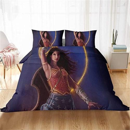 Wonder Woman Parure De Lit Pi¿¿Ces En Microfibre, Avec Housse De Couette Et Taie D'oreiller, Impression Num¿¿Rique D (A, X Cm + X Cm)