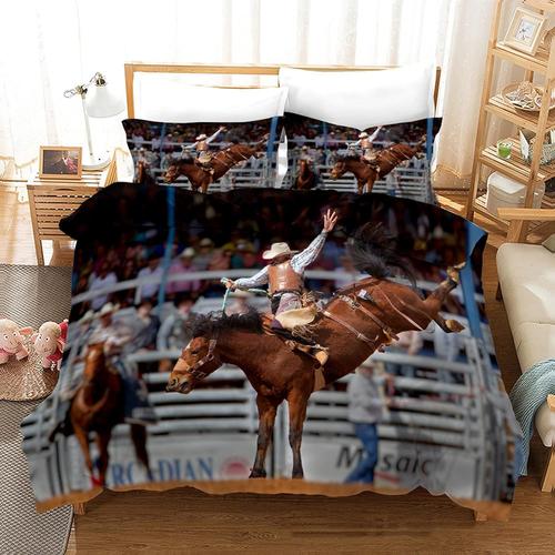 Parure De Lit Western R¿¿Tro Cowboy En Microfibre Avec Housse De Couette Pour Gar?On / Pi¿¿Ces Motif Animaux D Impression Num¿¿Rique D Housse De C