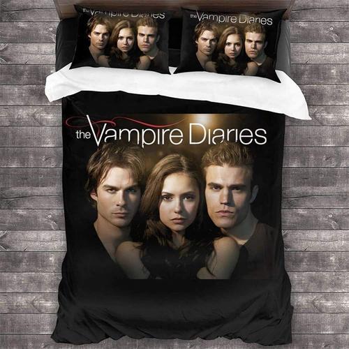 The Vampire Diaries Parure De Lit Pour Enfant, Housse De Couette Et Taie D'oreiller En Microfibre Impression Num¿¿Rique D (A, X Cm + X Cm)