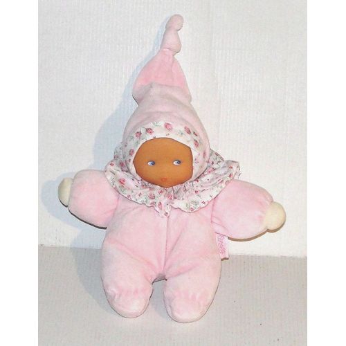 Doudou Poupee Corolle Bébé Rose Fleurie 20 Cm