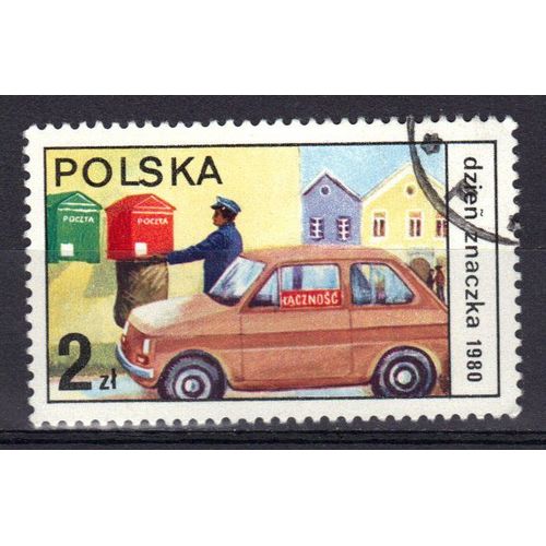 Pologne 1980 : Journée Du Timbre : Ramassage Du Courrier - Timbre Oblitéré