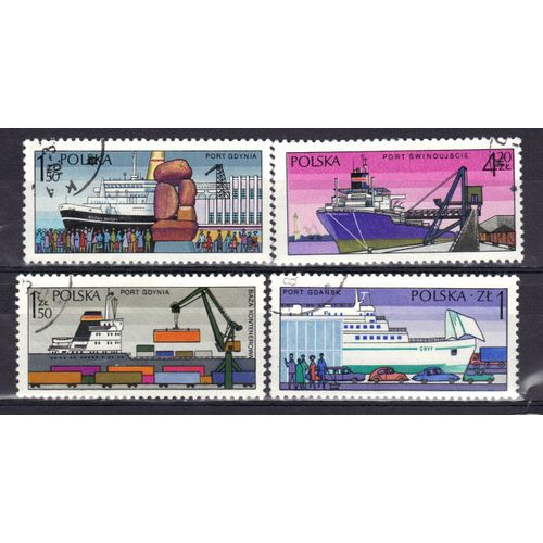 Pologne 1976 : Ports Polonais - Série De 4 Timbres Oblitérés