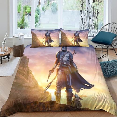 The Mandalorian Housse De Couette En Duvet Ensemble De Literie D'impression D Ensemble De Trois Pi¿¿Ces Avec Taie D'oreiller,Baby Yoda Housse De Couett