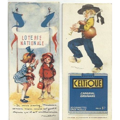 Marque-Page Ancien - Cigarettes "Celtique" Et "Loterie Nationale"