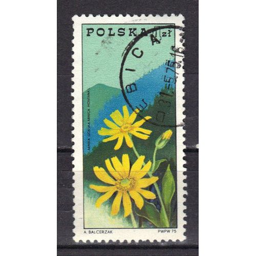 Pologne 1975 : Fleur De L'arsenic Sur Fond Montagnard Des Beskides - Timbre Oblitéré