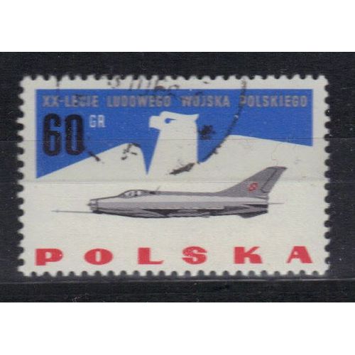 Pologne 1963 : 20è Anniversaire De L'armée Populaire : Avion De Combat - Timbre Oblitéré