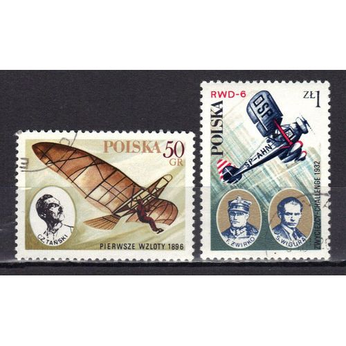 Pologne 1978 : Evolution De L'aviation Polonaise - Série De 2 Timbres Oblitérés