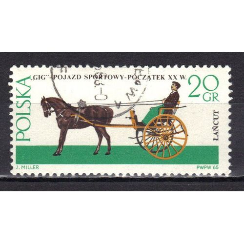 Pologne 1965 : Ancien Véhicule À Chevaux : Attelage Sportif - Timbre Oblitéré