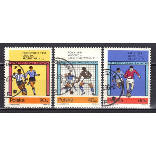 Pologne 1966 : Coupe Du Monde De Football À Londres - Série De 3 Timbres Oblitérés