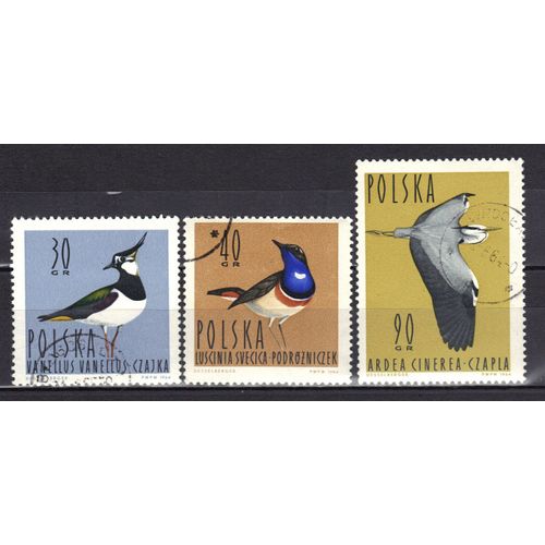 Pologne 1964 : Oiseaux Aquatiques - Série De 3 Timbres Oblitérés