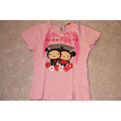T Shirt Pucca Rose Claire Taille 8 Ans Neuf
