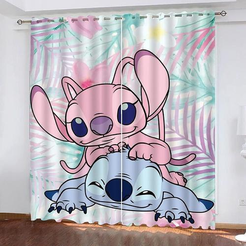 Lilo & Stitch Ensemble De Rideaux Occultants, Lilo Et Stitch, Rideaux Occultants, ¿¿ ?Illets, Pour Chambre ¿¿ Coucher ( X Cm, )