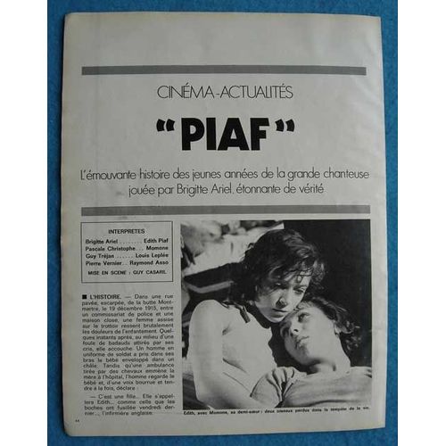 Jours De France N°1008, Coupure De Presss: Brigitte Ariel, Édith Piaf