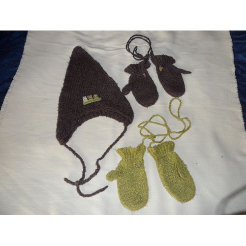 Lot Bonnet Et 2 Paire De Mouffles La Compagnie Des Petits