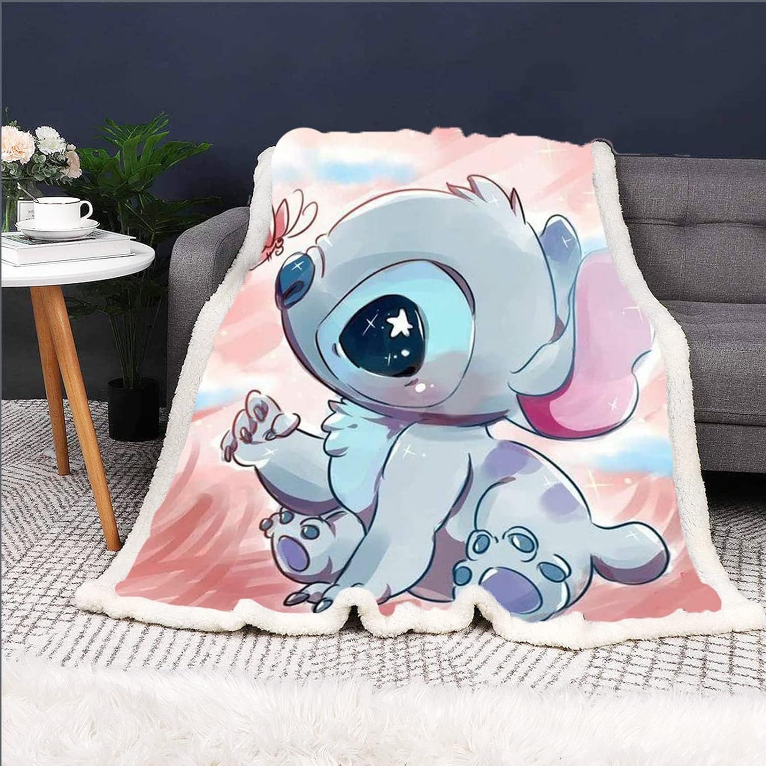 Stitch Couverture En Flanelle - Couverture De Canap¿¿ - Lilo & Stitch - Anime - Couverture Douillette - Lilo Et Stitch - Couvre-Lit (, X Cm)