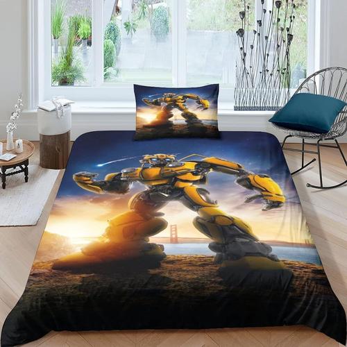 Bumblebee Transformers Sets De Housses De Couettes D, Film Character Imprim¿¿ Ensemble De Literie Avec Housses De Couettes Et Assortie Taie D'oreiller,