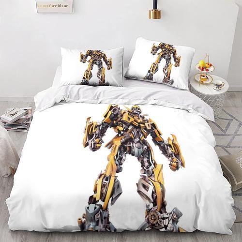 Bumblebee Transformers Sets De Housses De Couettes D, Film Character Imprim¿¿ Ensemble De Literie Avec Housses De Couettes Et Assortie Taie D'oreiller,