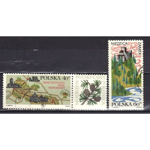 Pologne 1969 : Tourisme - Série De 2 Timbres Obliérés Dont 1  Timbre Avec Vignette