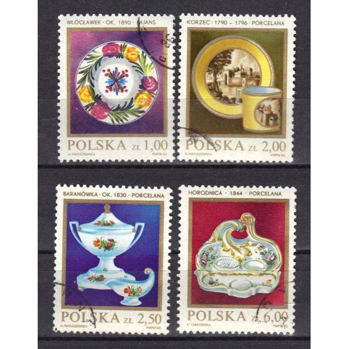 Pologne 1982 : Porcelaine Et Faïences Polonaises - Série (2) De 4 Timbres Oblitérés